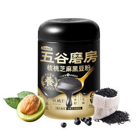 I WUGU walnut black sesame powder bottle front for quick breakfast boost.