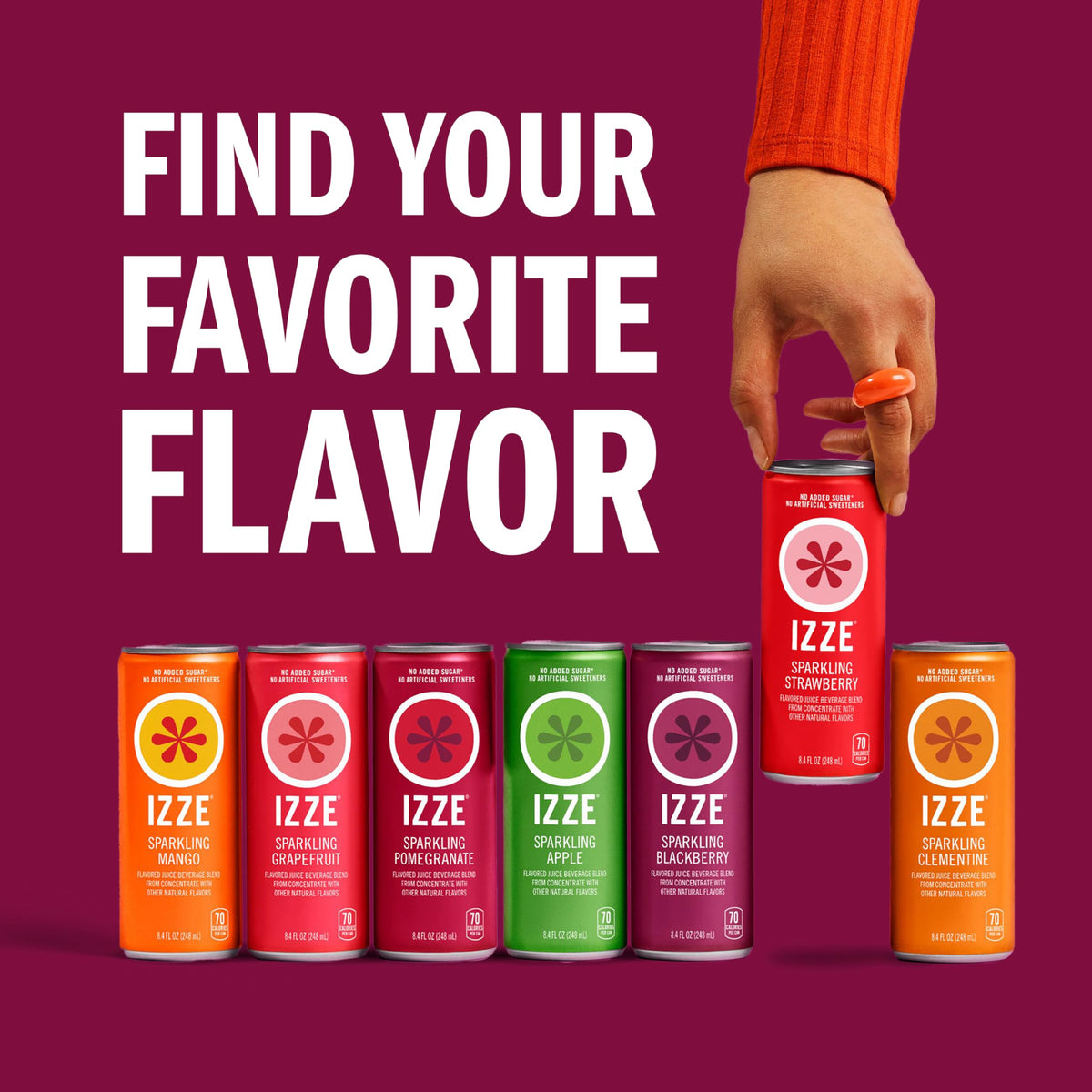 IZZE 70-calorie can visual for a lighter beverage option.