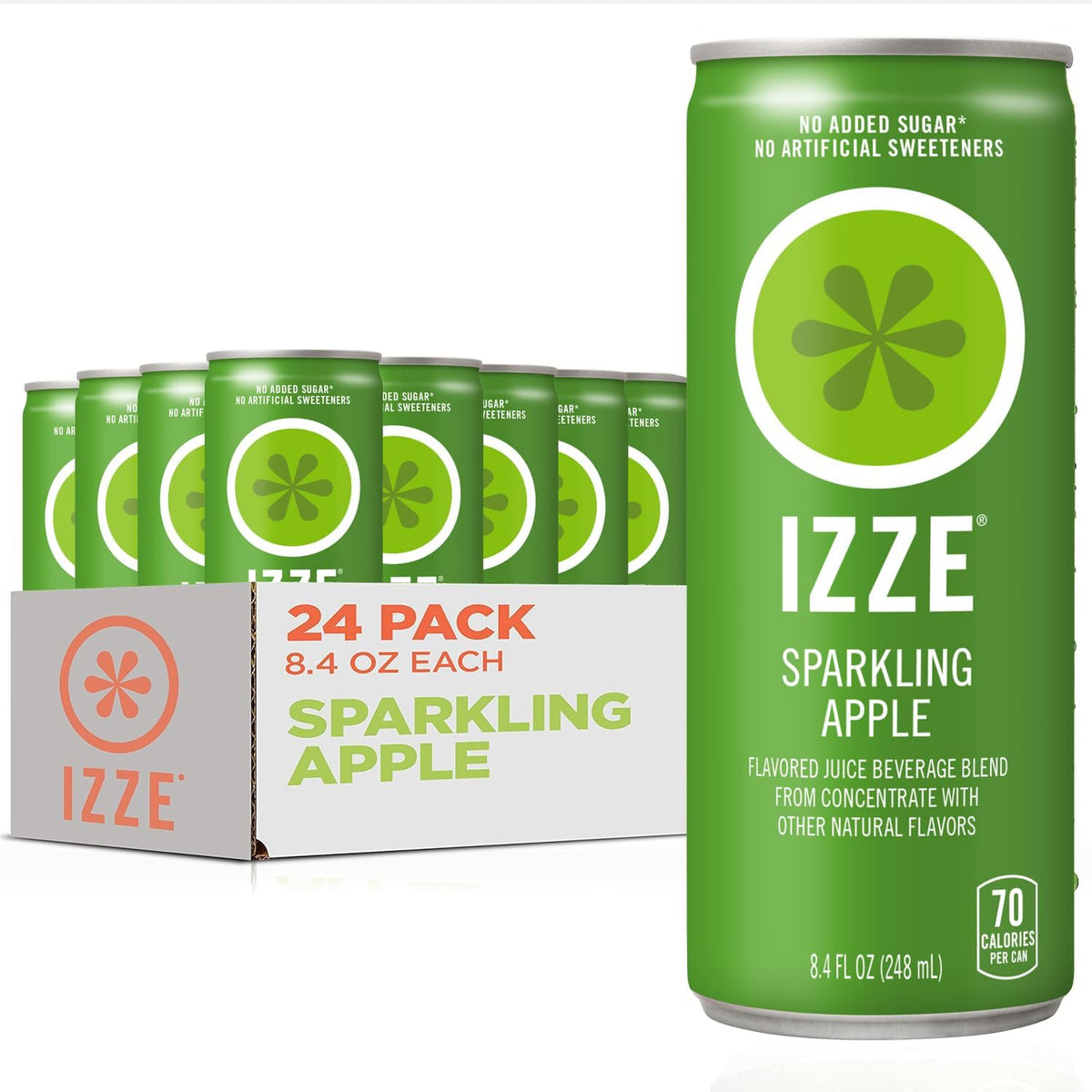 IZZE Apple Sparkling Juice 8.4 oz can with crisp real fruit flavor for anytime refreshment.