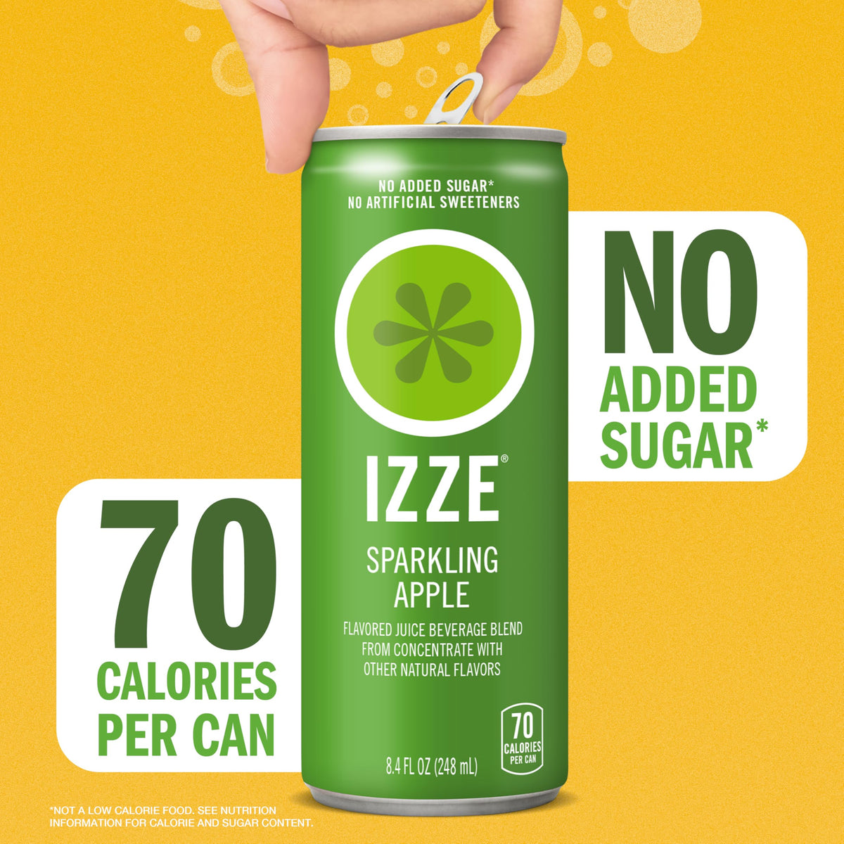 IZZE Apple Sparkling Juice being poured for a quick, easy serving at gatherings.