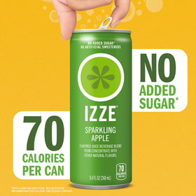 IZZE Apple Sparkling Juice being poured for a quick, easy serving at gatherings.
