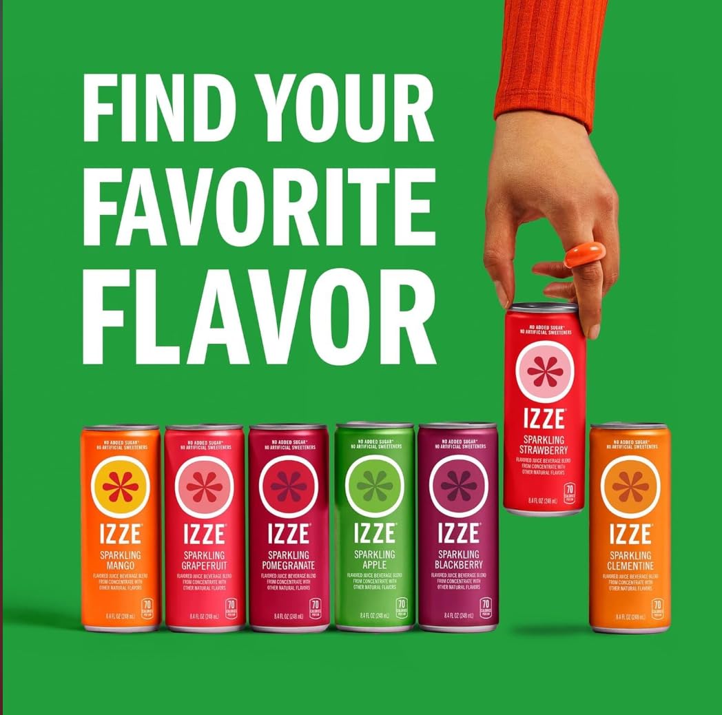IZZE bottle pouring into a glass to reveal refreshing sparkle.