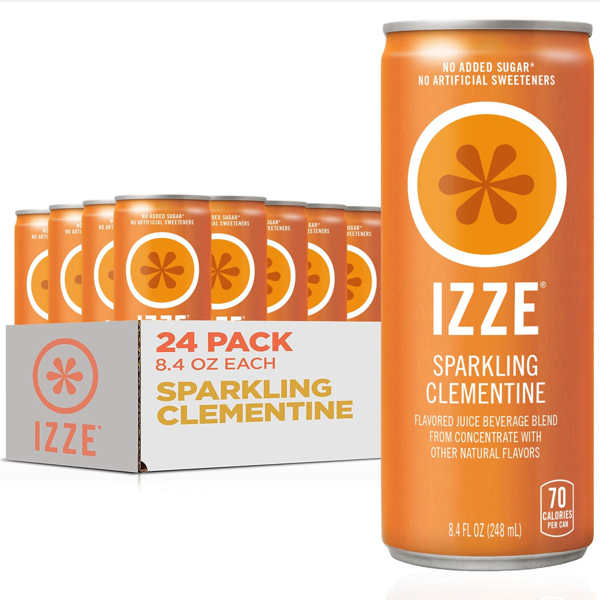 IZZE Clementine sparkling juice can in front view for a refreshing on-the-go citrus boost.