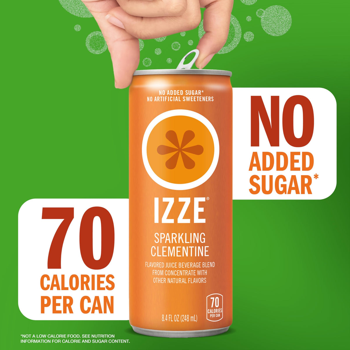 IZZE Clementine sparkling juice ice-chilled can ready to refresh.