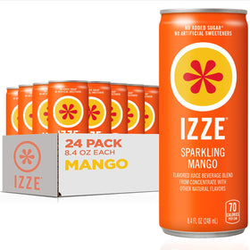 IZZE Mango Sparkling Juice bottle shows real fruit flavor and refreshing fizz