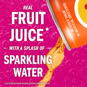 IZZE Mango Sparkling Juice being poured into a glass with bubbles