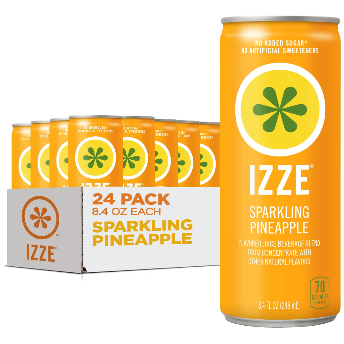 IZZE Pineapple sparkling juice can showing tropical flavor and refreshment appeal