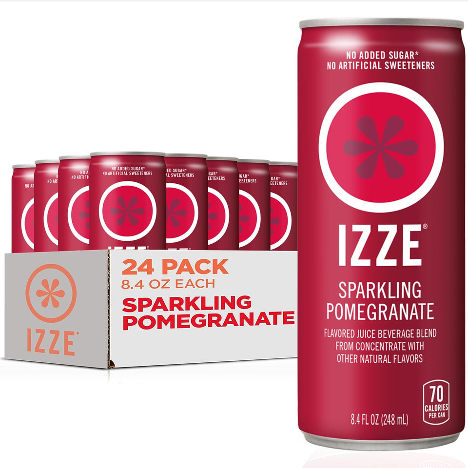 IZZE Pomegranate sparkling juice can front for on-the-go refreshment.
