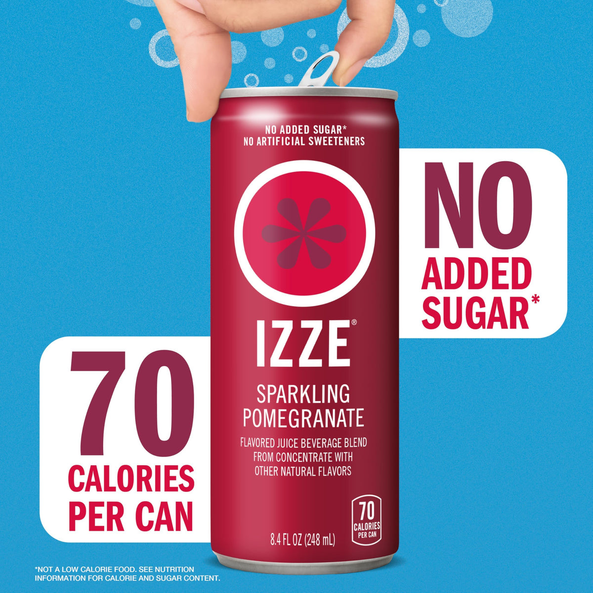 Glass pouring IZZE into a chilled glass to show bubbly texture.