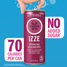IZZE pour into glass revealing bright fizz and real fruit taste.