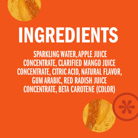 Closeup of IZZE Mango Sparkling Water bubbles in a glass