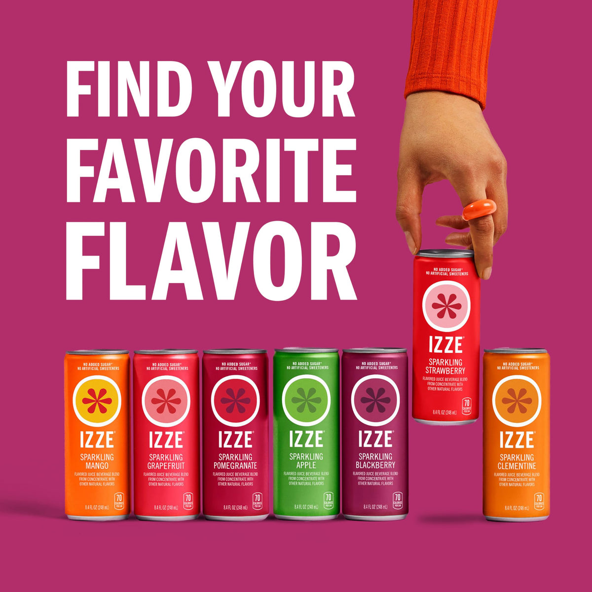 Glass pouring IZZE sparkling juice for casual sipping