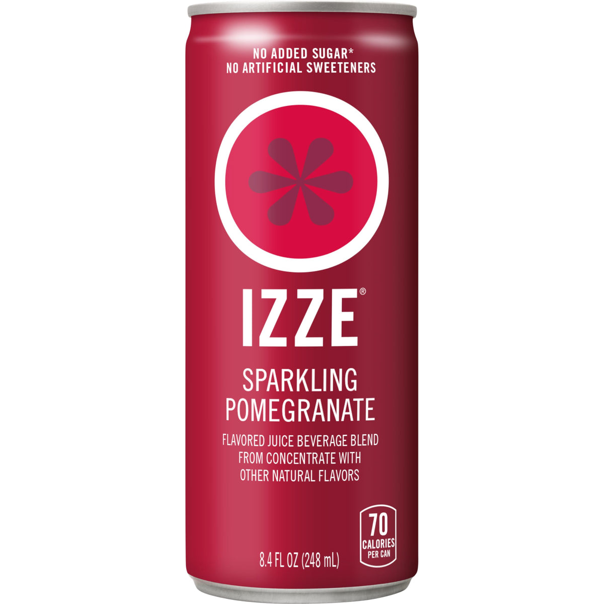 IZZE sparkling pomegranate can, real juice, no added sugar, great at gatherings.