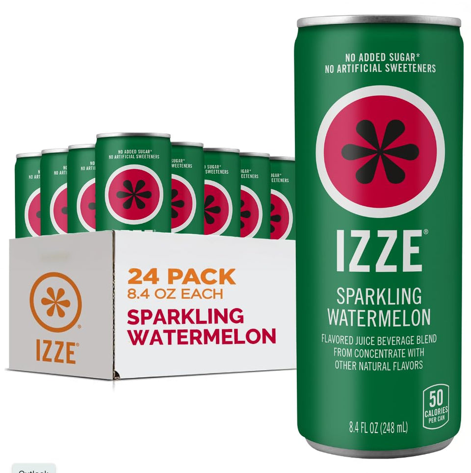 IZZE Sparkling Watermelon can front view showing real fruit flavor and no added sugar.