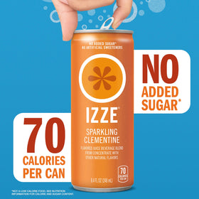 IZZE Sunset Pomegranate can presenting crisp, bold flavor suitable for meals.