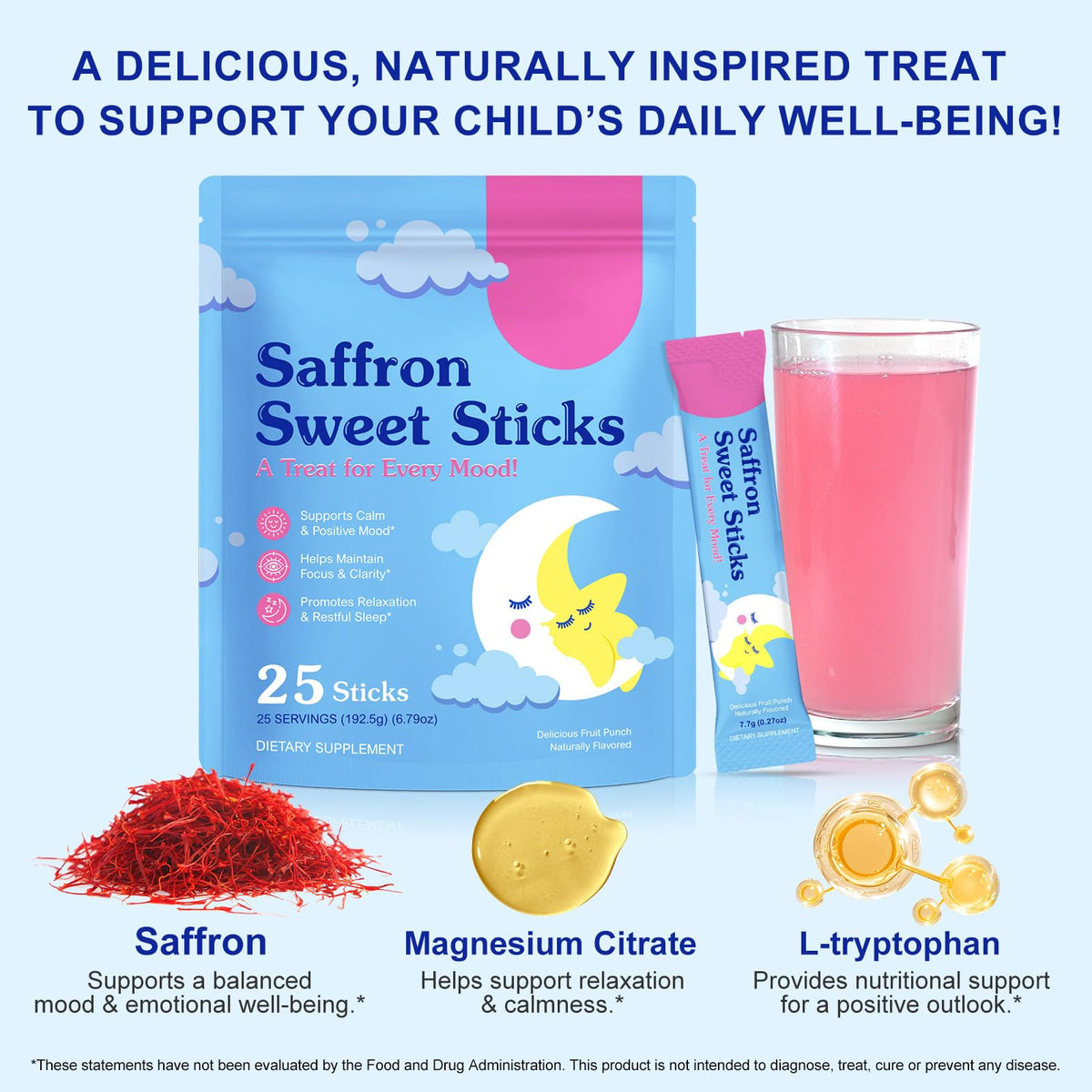 J&H saffron stick dispensing into water for a focus-friendly routine