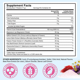 J&H saffron stick highlighting vitamin D3 and magnesium ingredients