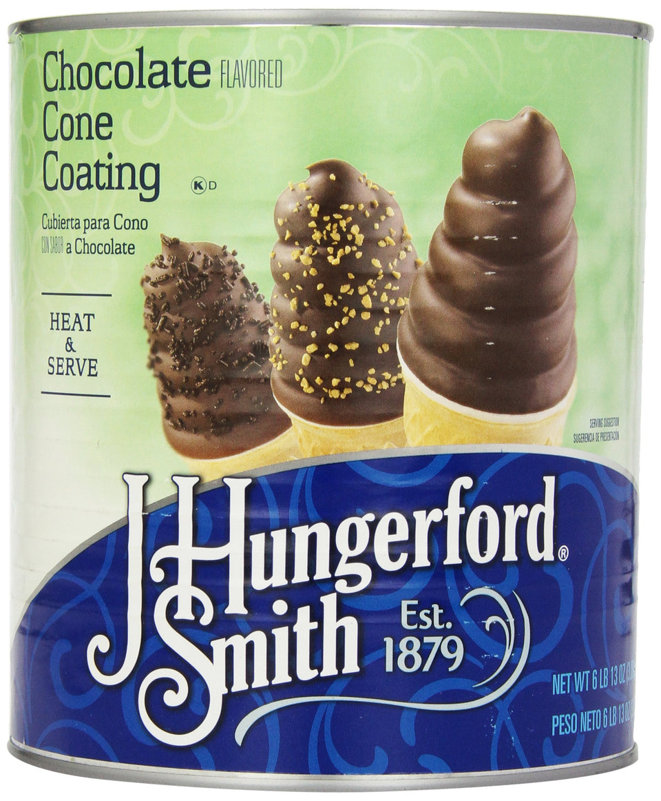 J. Hungerford Smith cone coating chocolate 6lb 13oz tin pours smoothly to a thin shell.