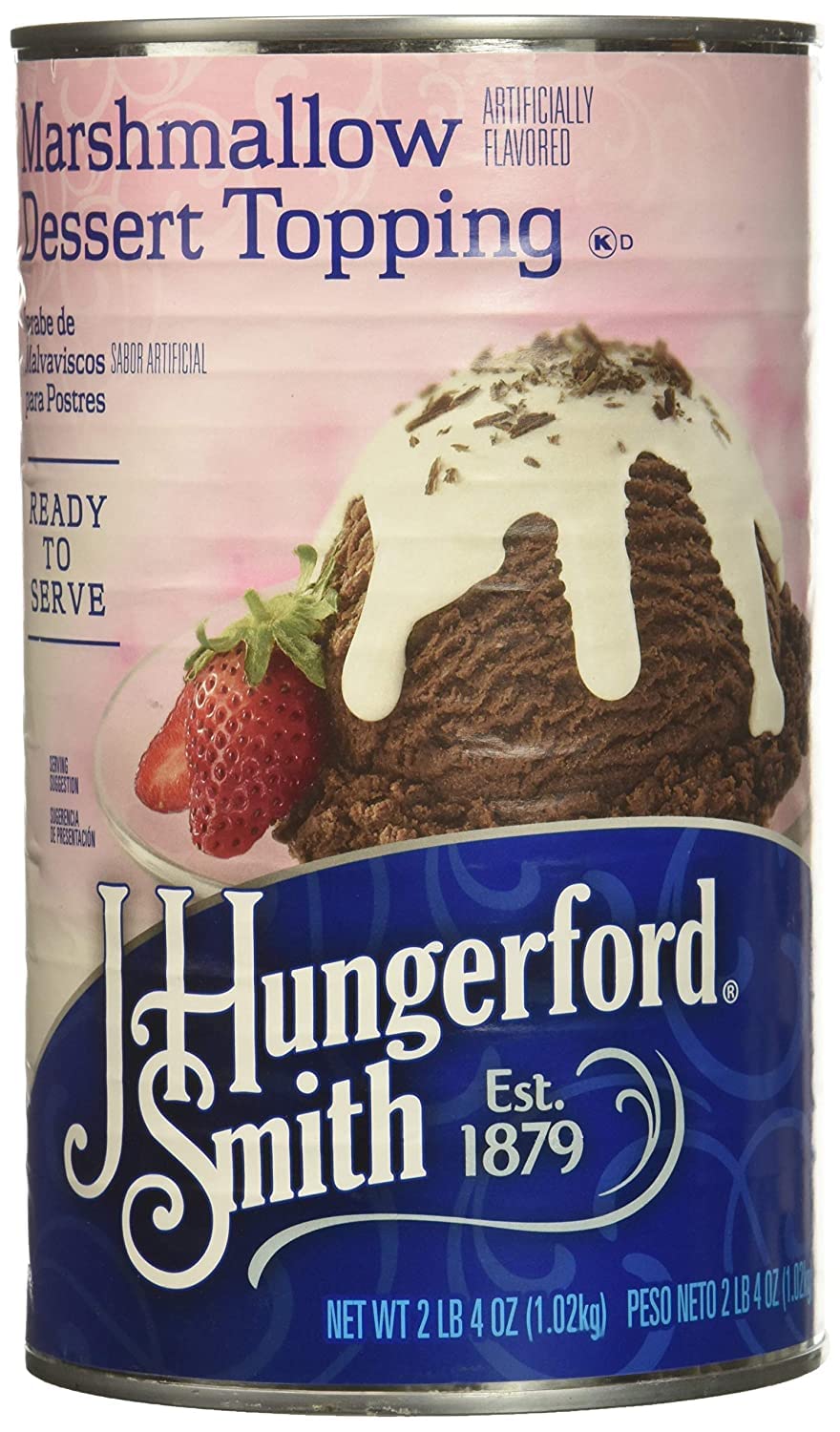 J. Hungerford Smith marshmallow topping bottle for smooth dessert drizzle.