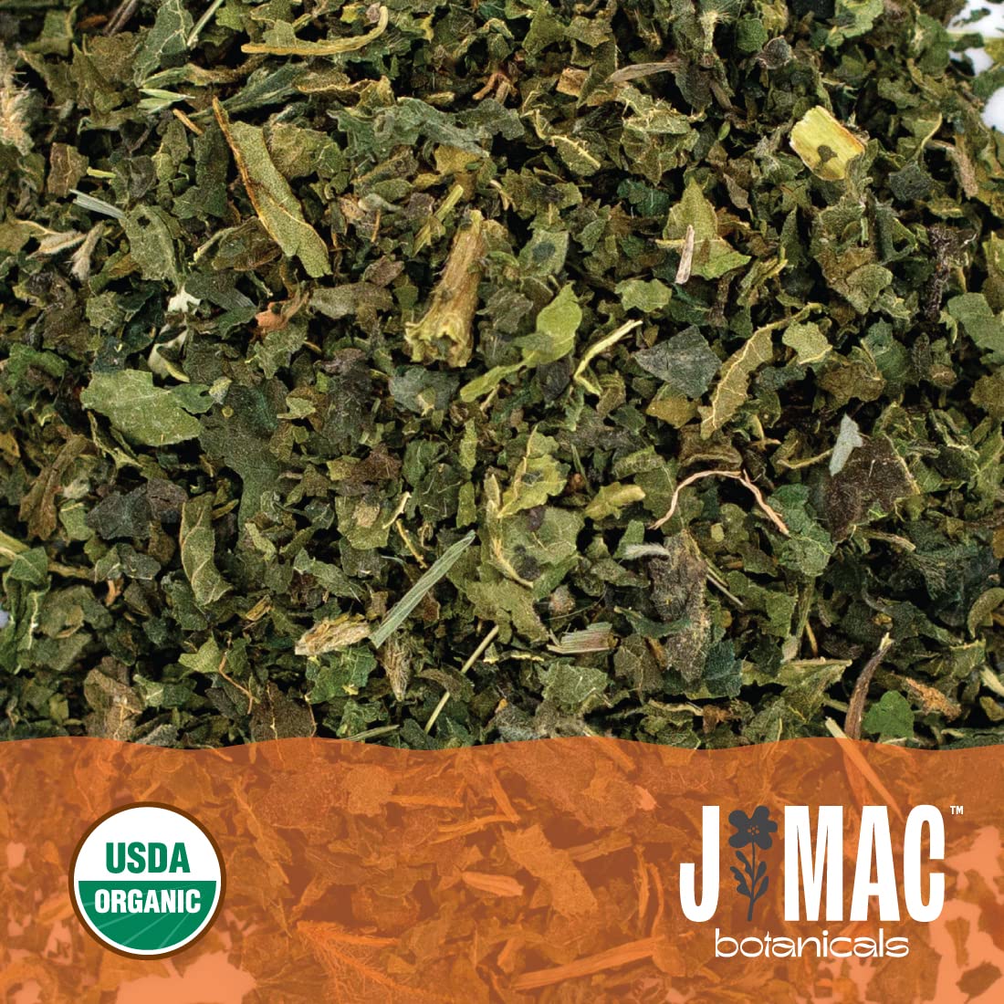 J Mac Botanicals 1 lb bulk bag sits on the kitchen counter.