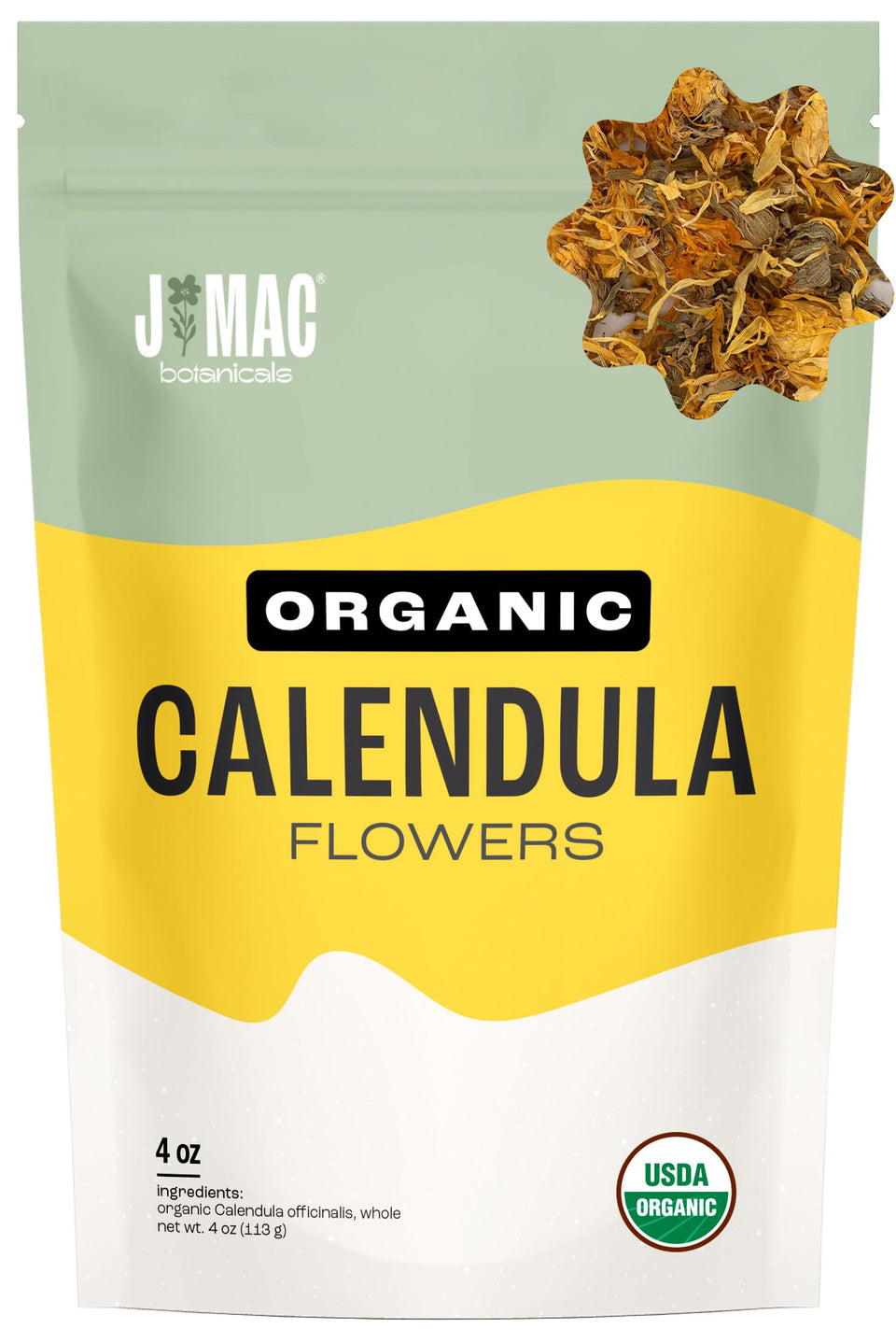 J Mac Botanicals calendula dried flowers bulk bag ideal for teas and crafts