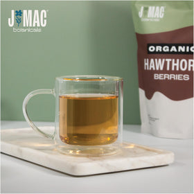 J Mac Botanicals hawthorn berries dried texture highlights rich color and aroma.