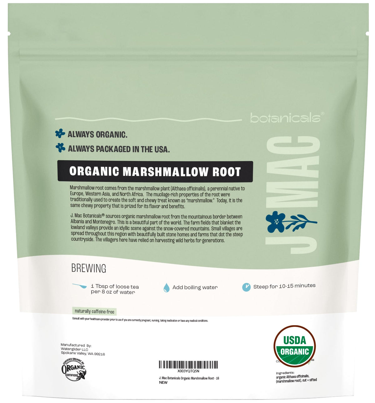 J Mac Botanicals family heritage promise signals care and quality.