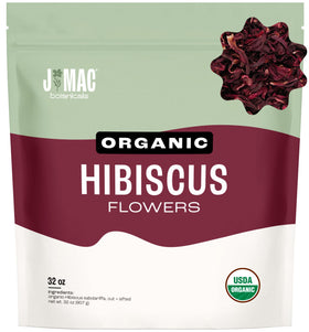 J Mac Botanicals hibiscus bulk pack for tea brewing and culinary use.