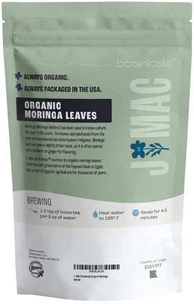 J Mac Botanicals moringa leaves for a soothing daily tea ritual.