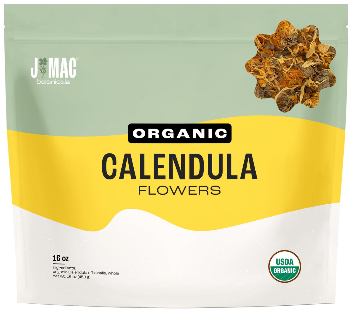 J Mac Botanicals organic calendula flower bulk for tea and infusions