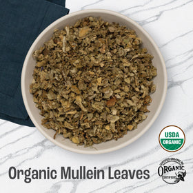 J Mac Botanicals organic mullein leaves closeup showing textured leaves