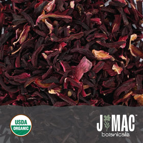 J Mac Botanicals hibiscus from Egypt's Fayoum Oasis, a flavorful tea component.