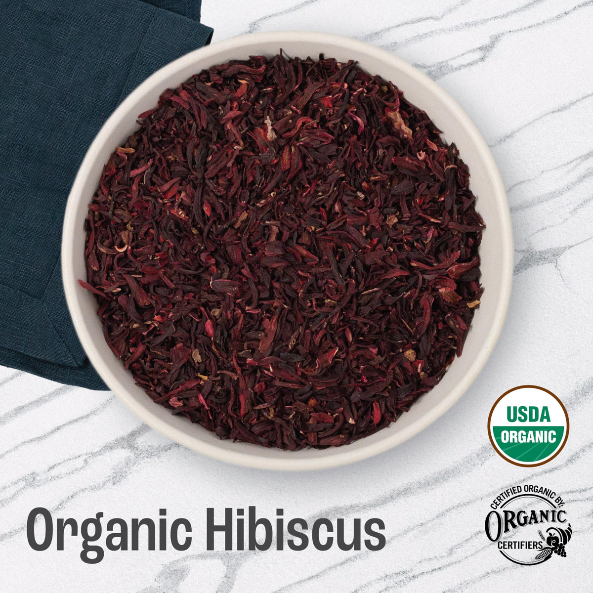 J Mac Botanicals hibiscus packaged in a USA facility for freshness and organic handling.