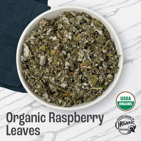 J Mac Botanicals raspberry leaf dried leaves on natural surface
