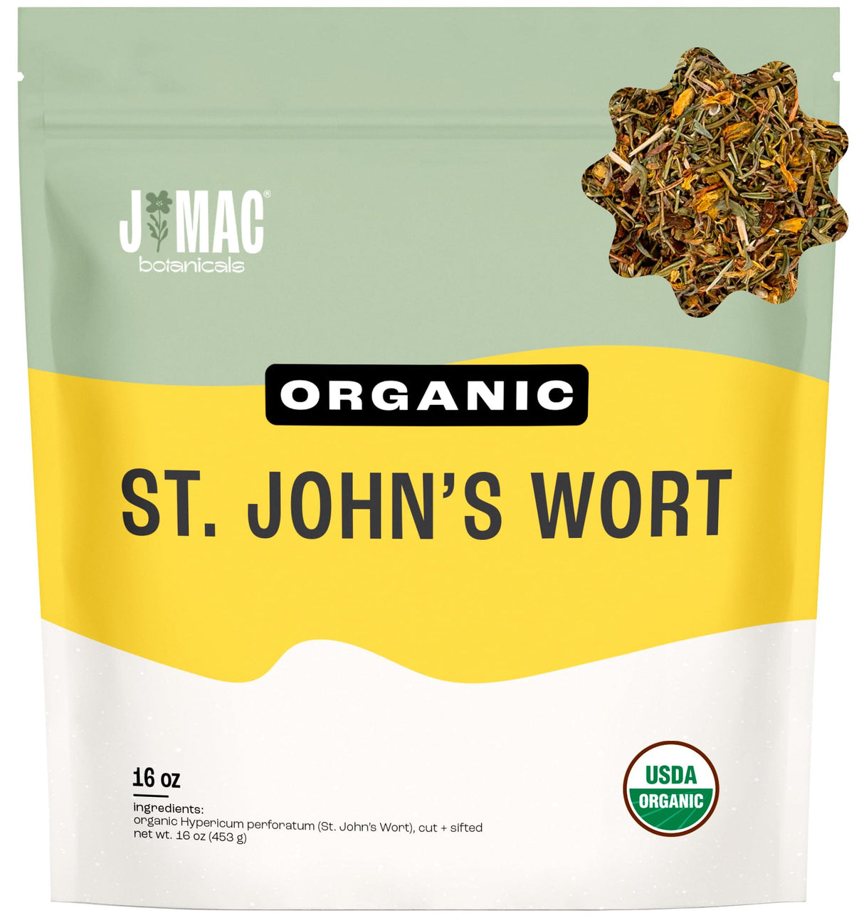 J Mac Botanicals St John's Wort loose leaf tea for a calming evening ritual.