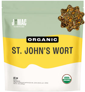 J Mac Botanicals St John's Wort loose leaf tea for a calming evening ritual.