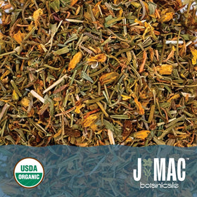 J Mac Botanicals tea brewing idea with loose leaf St John's Wort.