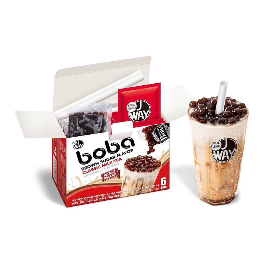 J WAY Local Flavor boba kit packaging shows convenient all-in-one setup.