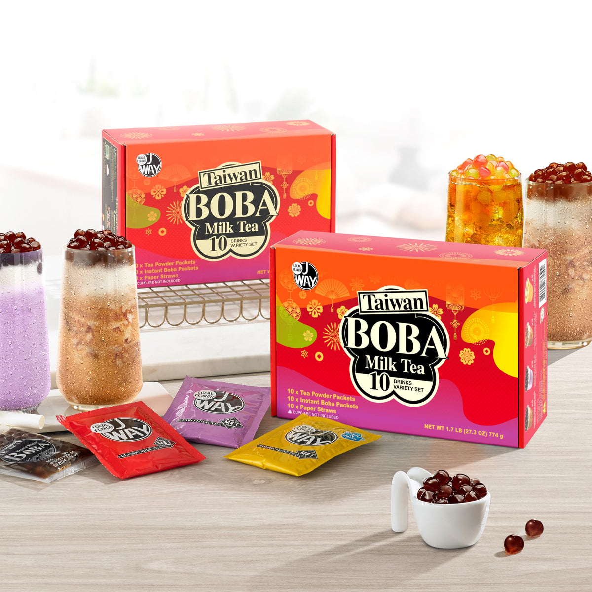 J WAY Local Flavor caramel boba pearls add rich flavor to tea beverages