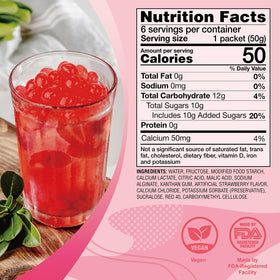 Ready-to-eat strawberry popping boba on ice cream or yogurt