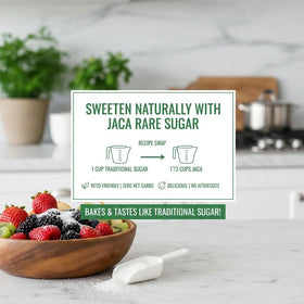 Jaca Rare Sugar measuring spoon scene for precise, low-calorie sweetness.