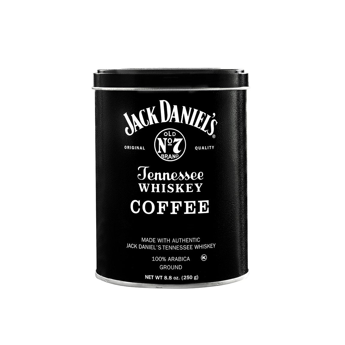 Jack Daniel's ground coffee tin, rich aroma for a bold morning ritual.