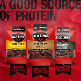 Close-up of Jack Link's 1.25 oz bag, ready-to-eat protein snack