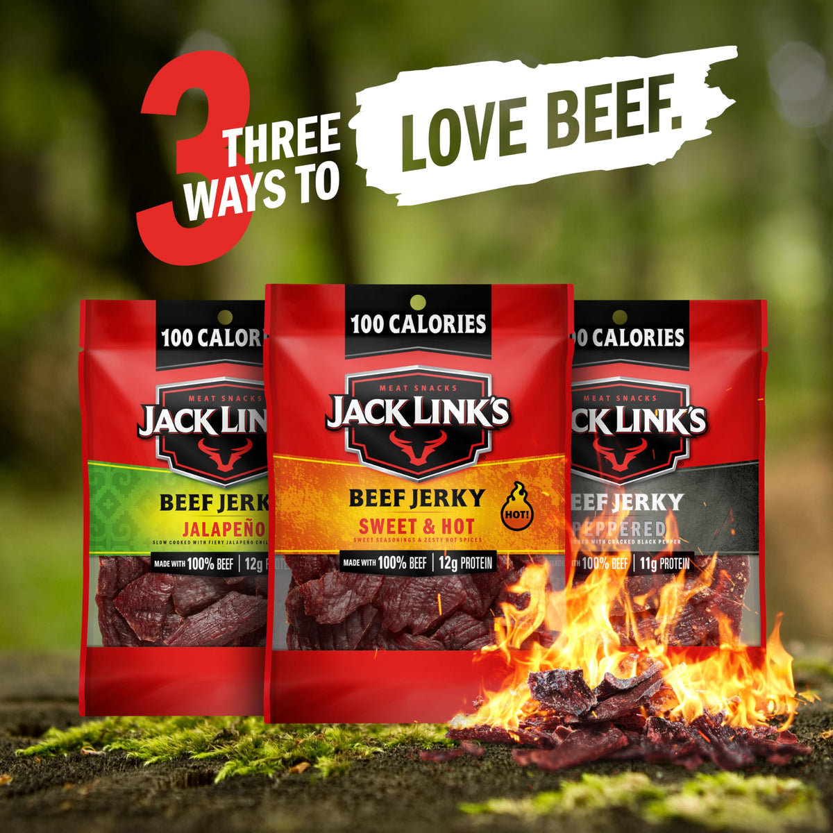 Jack Link's 15-pack display highlighting bulk protein snack option.