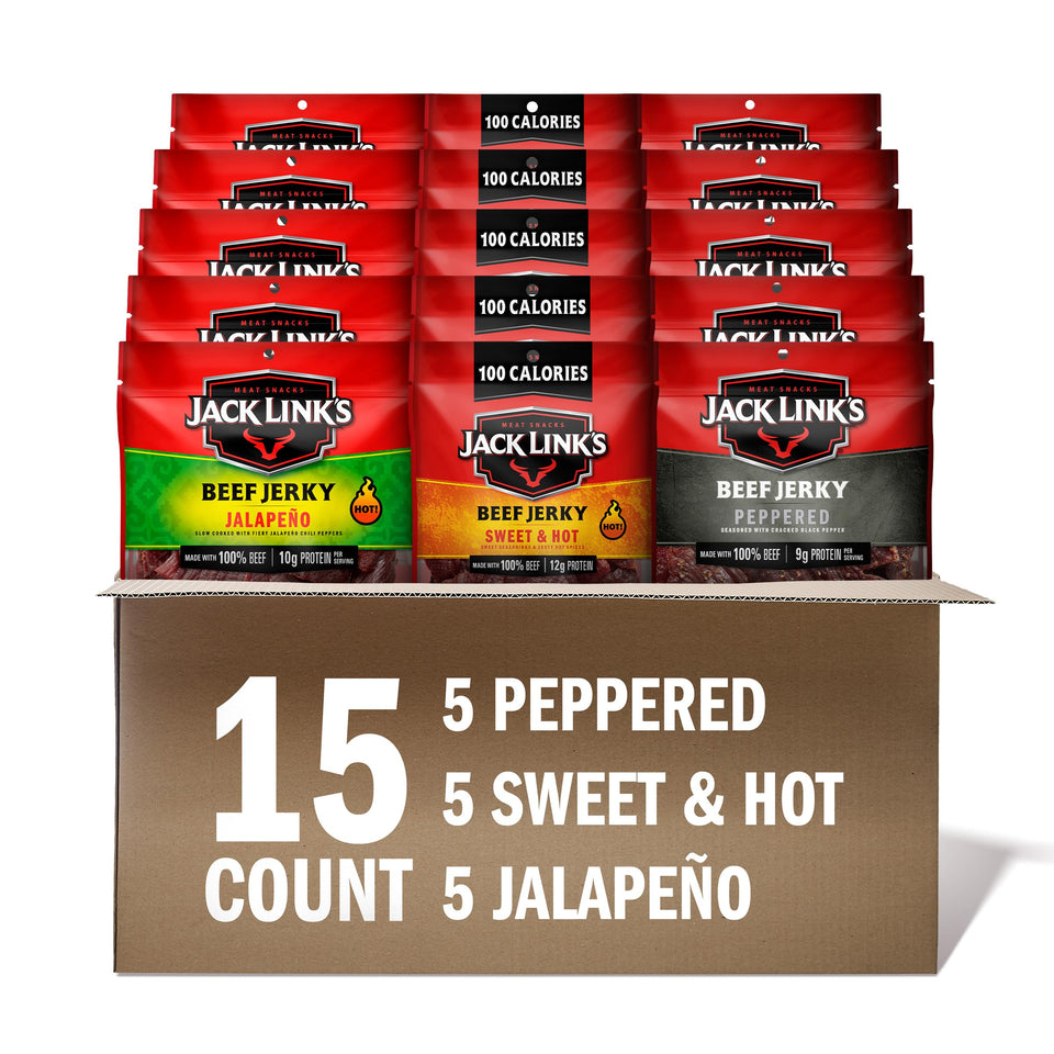 Jack Link's Bold Variety Pack front view for on-the-go protein snacking.