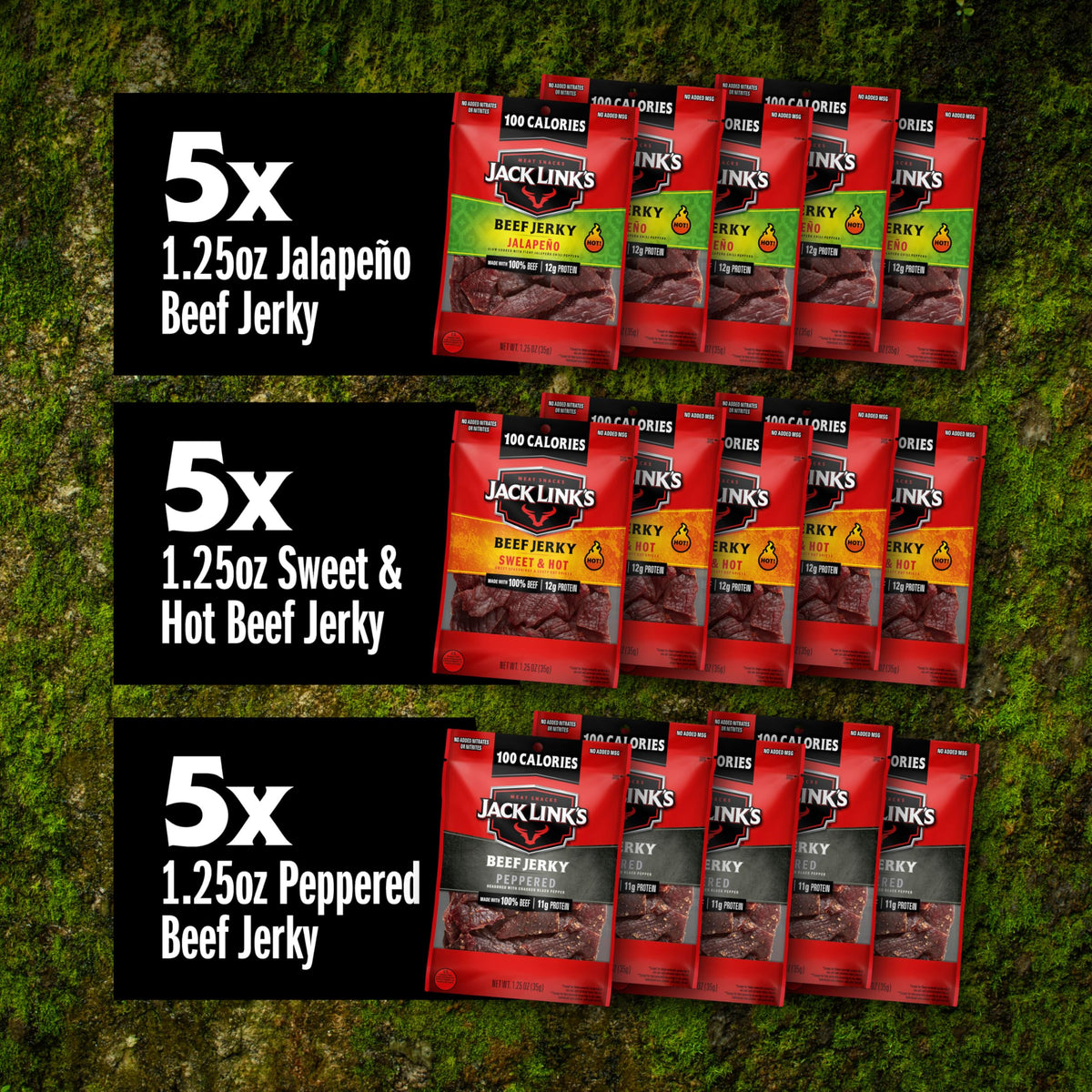 Jack Link's ready-to-eat jerky snack ideal for lunchboxes.