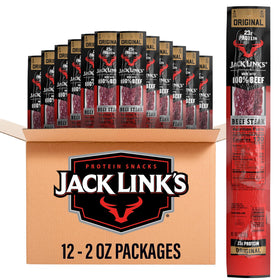 Jack Link's Beef Steak Original bulk pack on shelf, convenient protein for on-the-go meals.