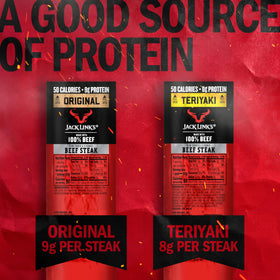 Jack Link's Teriyaki Beef Steaks pack, savory protein for busy days.