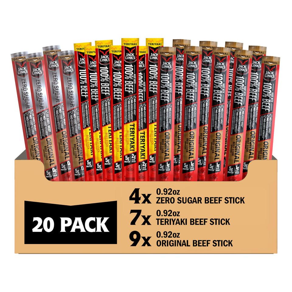 Jack Link's Original beef sticks, ready-to-eat protein for busy days.