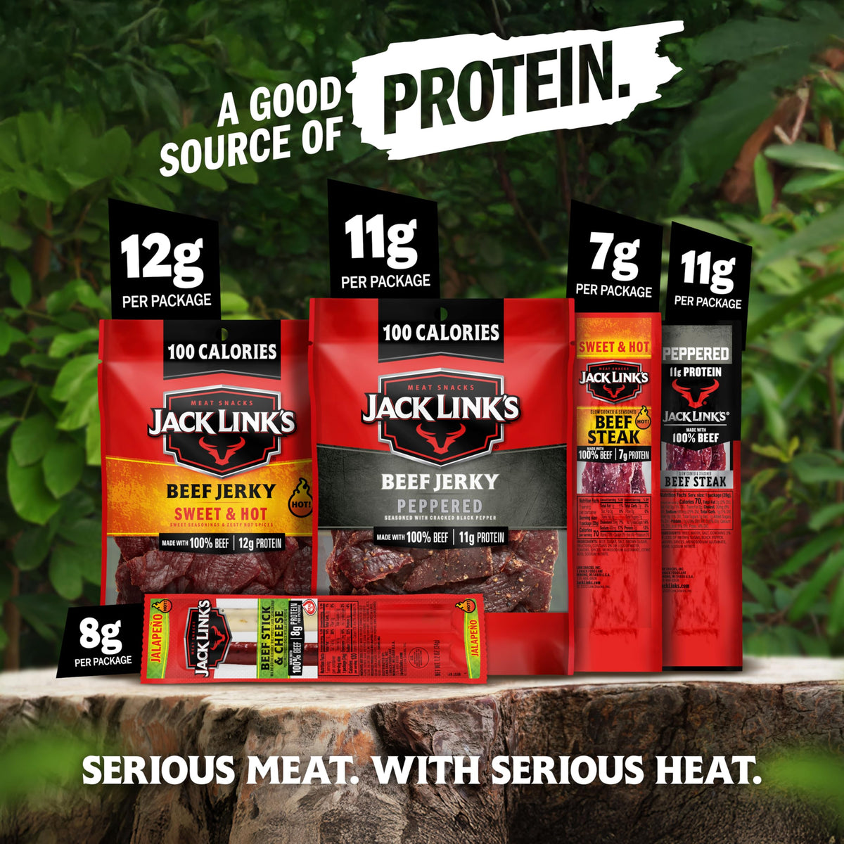 Jack Link's beef sticks and jerky ready for quick protein during adventures.